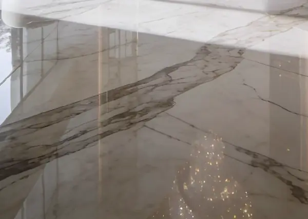 Polished veined marble